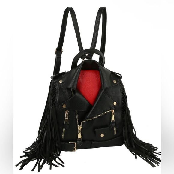 FRINGE MOTORCYCLE JACKET BACKPACK/HANDBAG - Picture 2 of 7